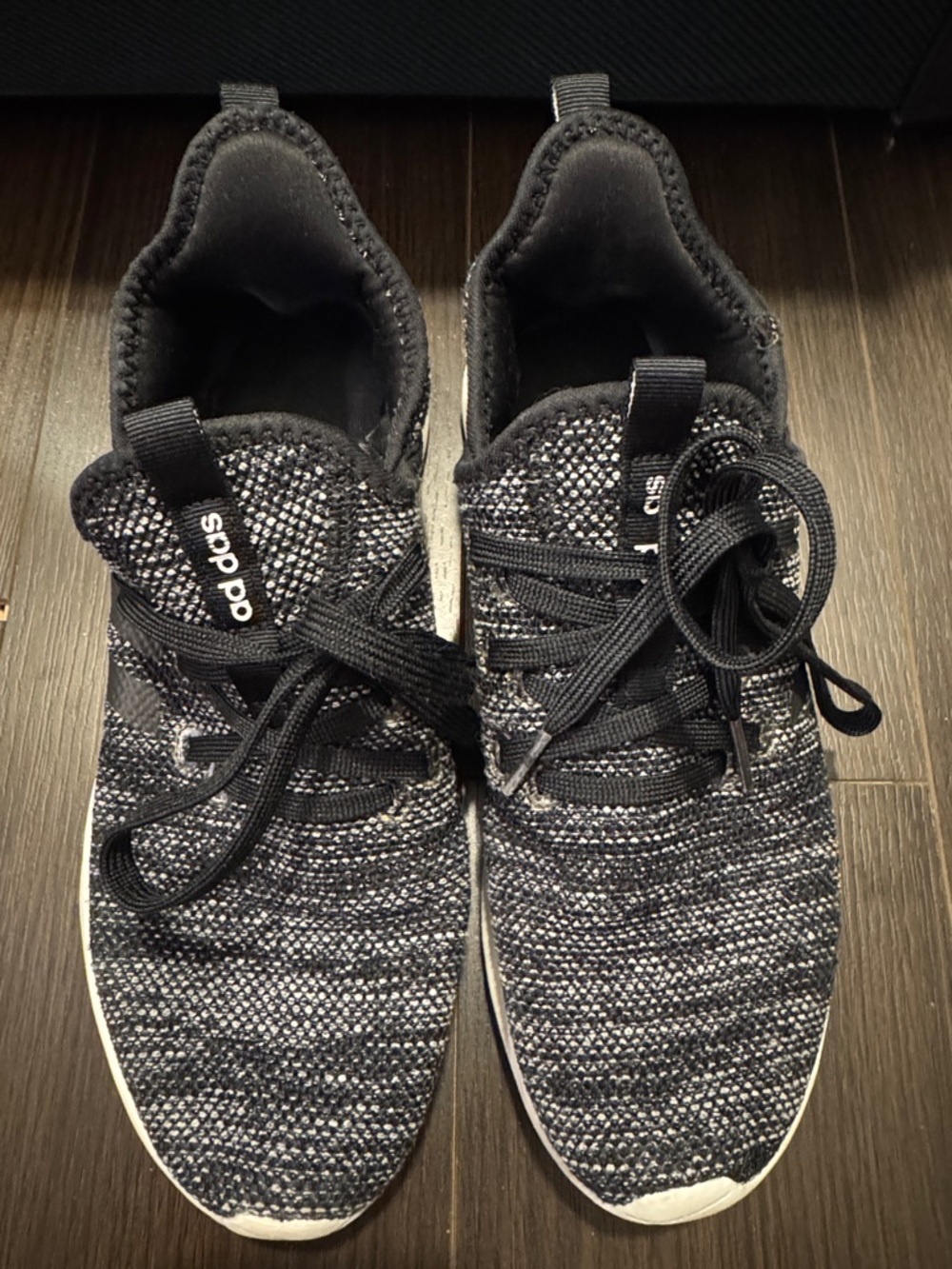 Women’s Black Knit Lace-Up Slip-On Sneakers, addidas